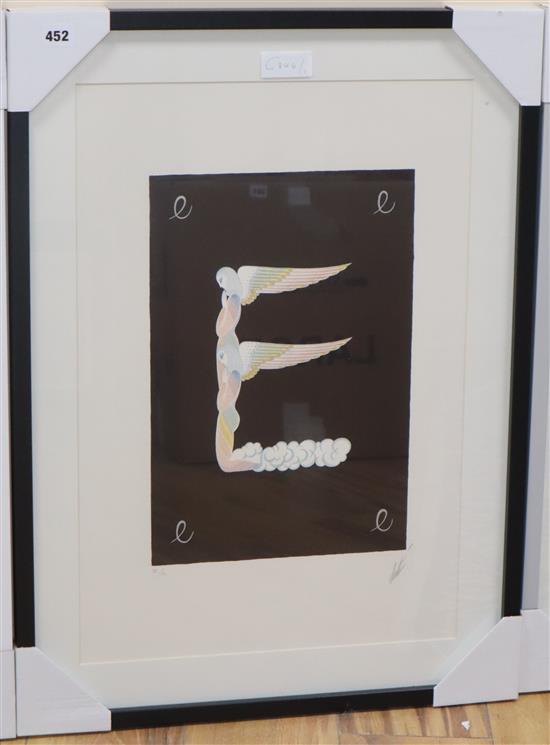 Romain de Tirtoff Erte, limited edition print from the Alphabet Series E, signed in pencil, numbered III/XC, 59 x 40cm